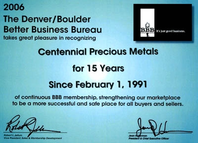 Better Business Bureau Certificate