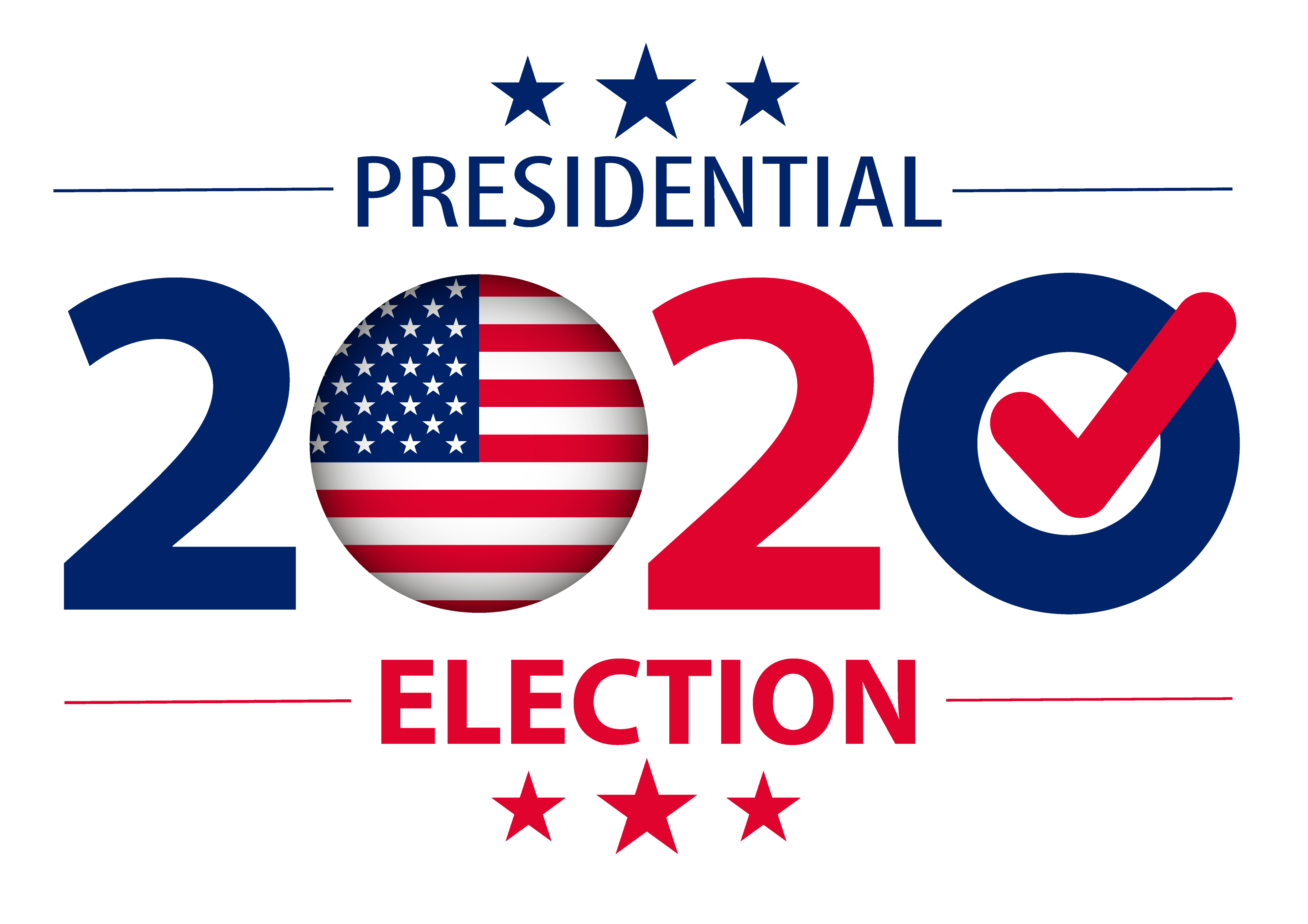 graphic image simulating a bumper sticker reads "2020 presidential election"