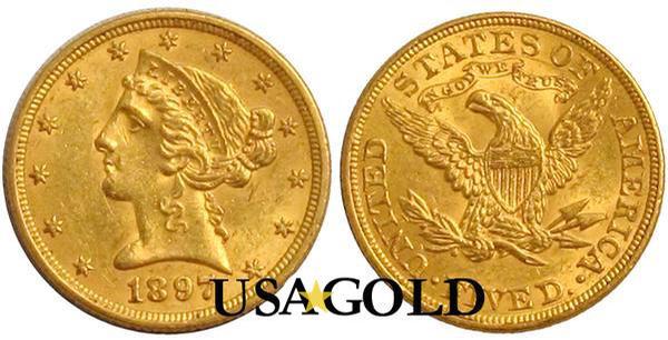 photo of US $5 Liberty gold coin