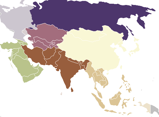 map of Asia multi-colored