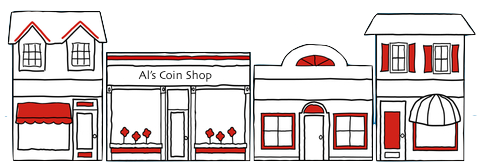 graphic of Main Street stores with Al's Coin Shop