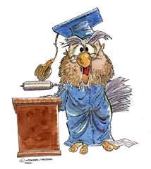 Cartoon image of Dr. Moneywise character at lectern