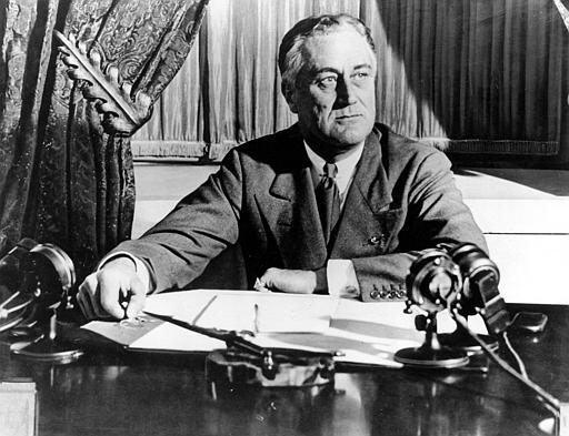 photo of President Franklin D Roosevelt about to give radio speech