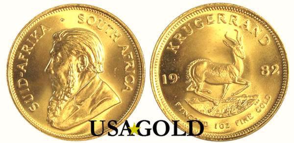 photo of gold South African Krugerrand
