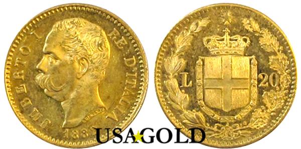 Photo of Italian 20 lira gold coin