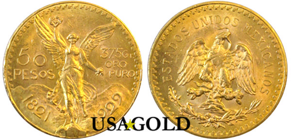 photo of Mexican 50 peso gold coin
