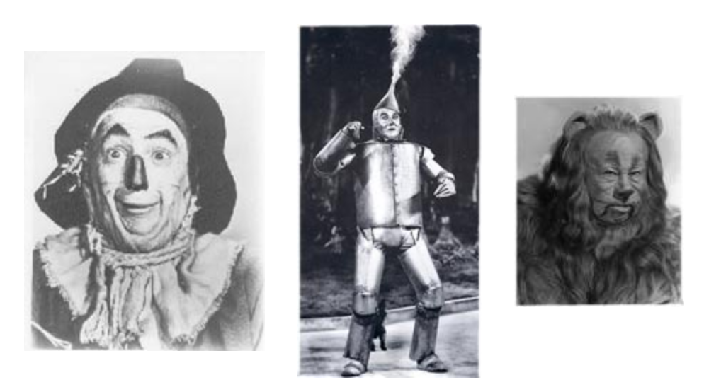 Composite photo of scarecrow, tinman and lion