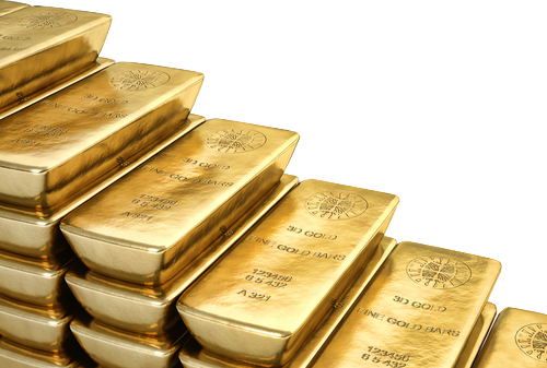 photo of 100 ounce gold bars stacked