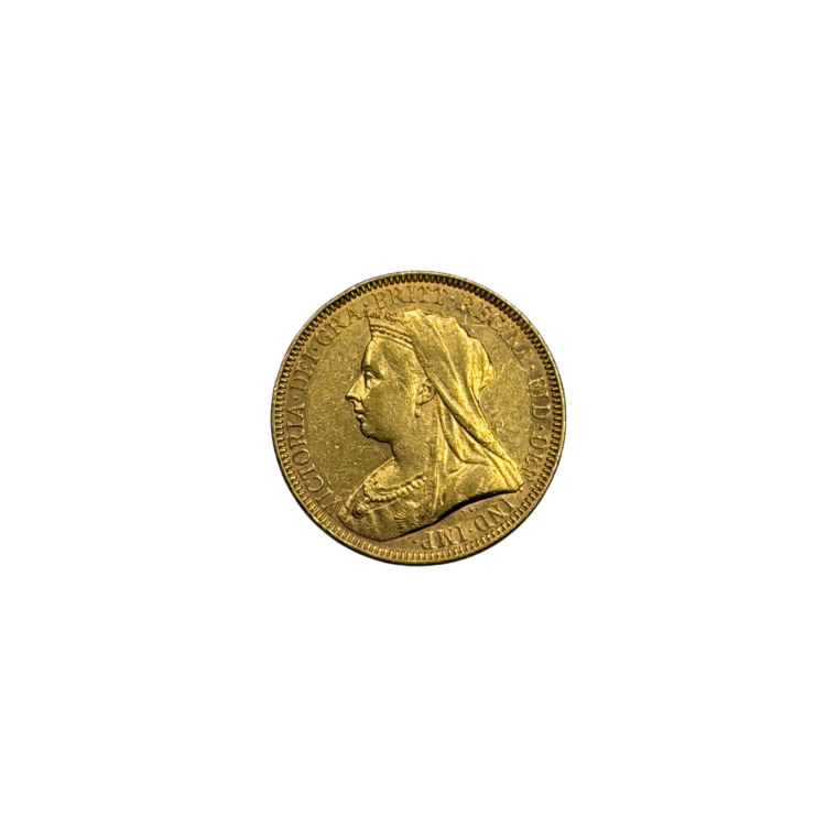 British Sovereign gold coin obverse — Queen Victoria Veil Head