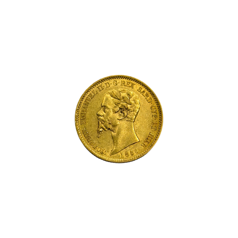 Italian 20 Lira (Sardinia) gold coin obverse — Vittorio Emanuele II