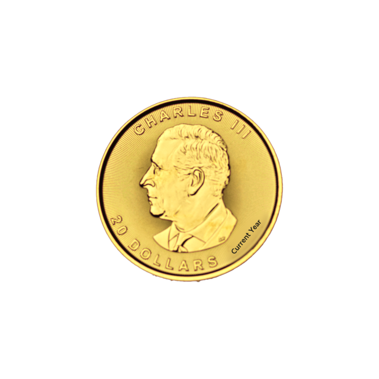 1/2 oz Canadian Gold Maple Leaf Charles Front