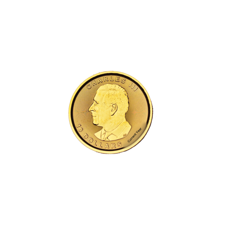1/4 oz Canadian Gold Maple Leaf Charles Front