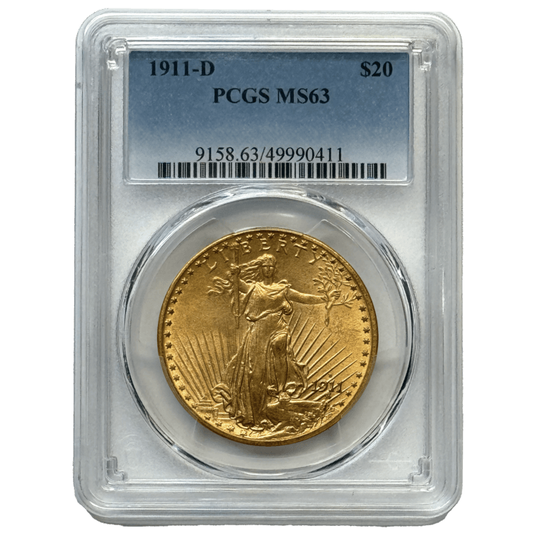 1911-D $20 St. Gaudens MS63 Front
