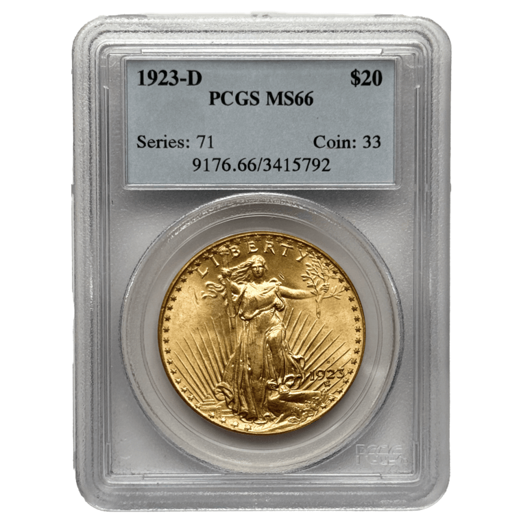 1923-D $20 St. Gaudens MS66 Front