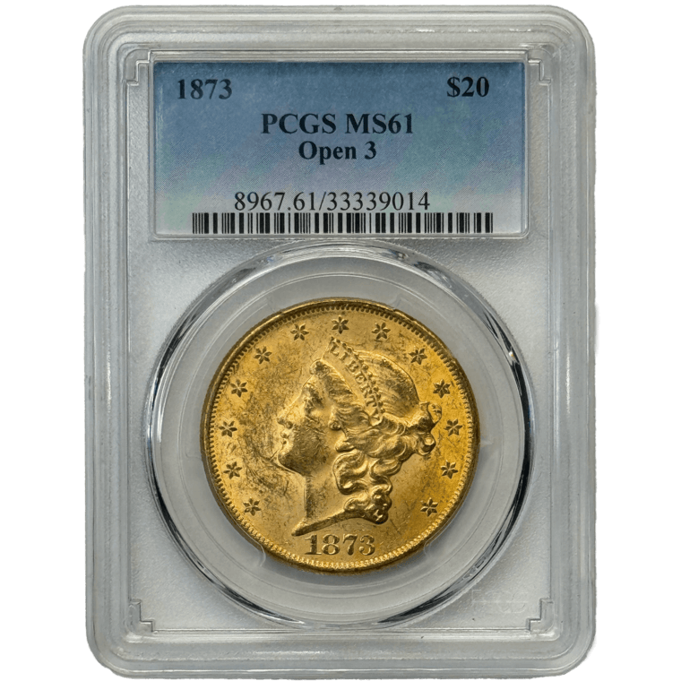 1873 $20 Liberty PCGS MS61 Open 3 Front