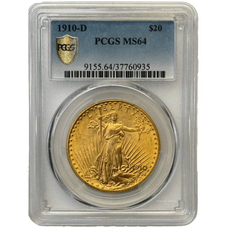 1910-D $20 St. Gaudens PCGS MS64 Front