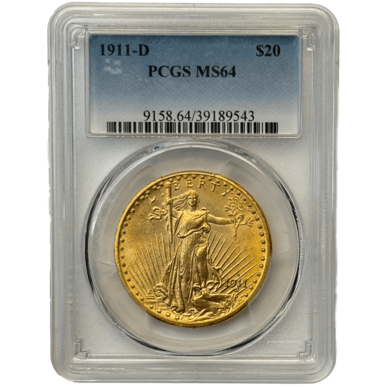 1911-D $20 St. Gaudens PCGS MS64 Front