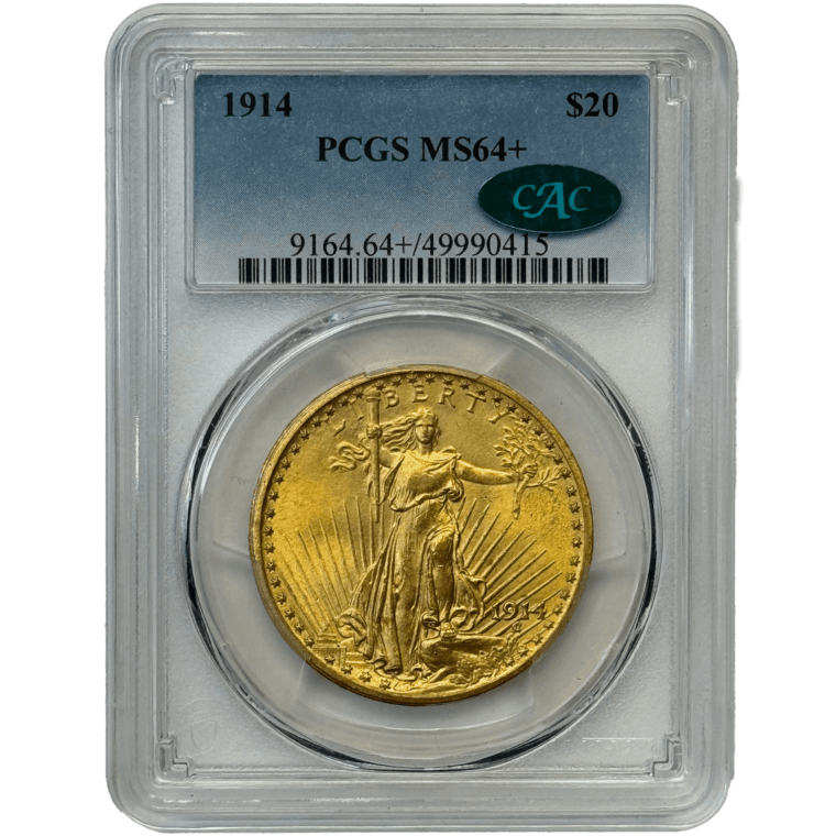 1914 $20 St. Gaudens MS64+ CAC Front