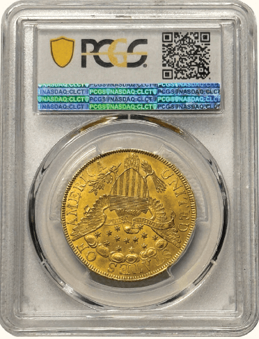 $10 Draped Bust 1799 PCGS MS63+ CAC Large Stars Obverse Back
