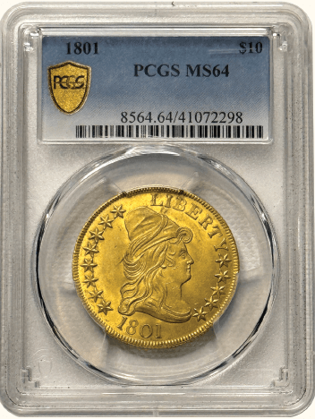 $10 Draped Bust 1801 MS64 Front