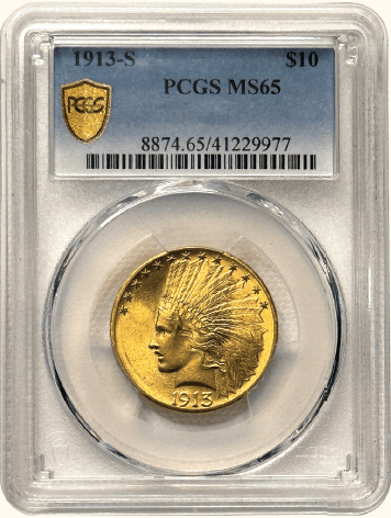 $10 Indian 1913-S PCGS MS65 Front