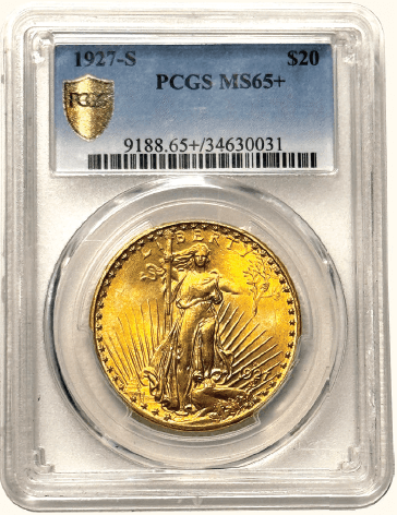 $20 St. Gaudens 1927-S PCGS MS65+ Front