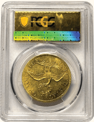 $10 Draped Bust 1795 PCGS MS62+ ex Bass Back