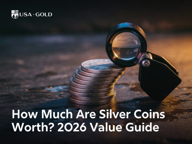 Silver coins with a jeweler's loupe — how much are silver coins worth, 2026 value guide