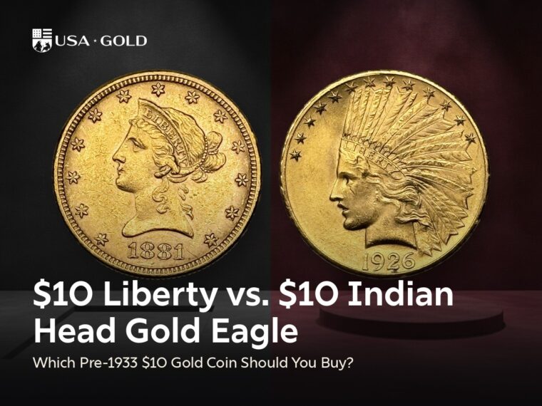 $10 Liberty vs $10 Indian Head gold eagle coins side by side comparison