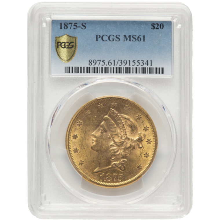 1875-S $20 Liberty MS61