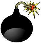 cartoon version of bomb with lit fuse