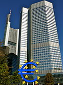 photgraph of ECB headquarters with euro symbol