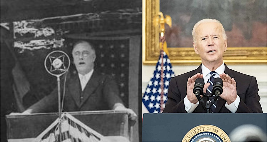 photograph composite of Franklin Delano Roosevelt and Joe Biden
