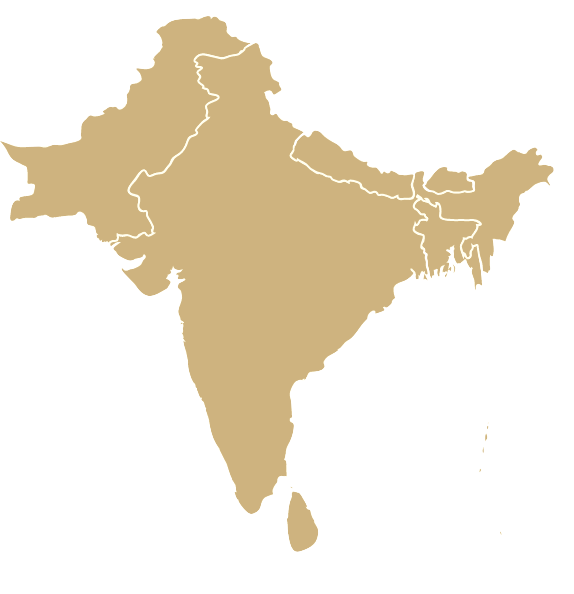 Map of India colored appropriately - gold