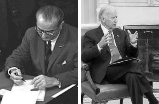 composite photo of Lyndon Johnson and Joe Biden