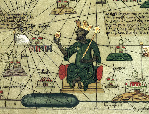 graphic image depicts fourteenth century Mali leader Mansa Musa