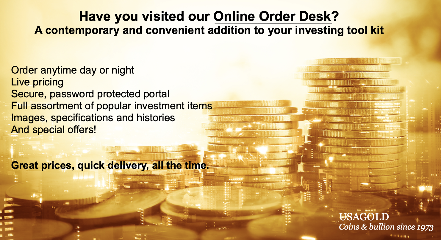 advertisement for USAGOLD's Online Order Desk