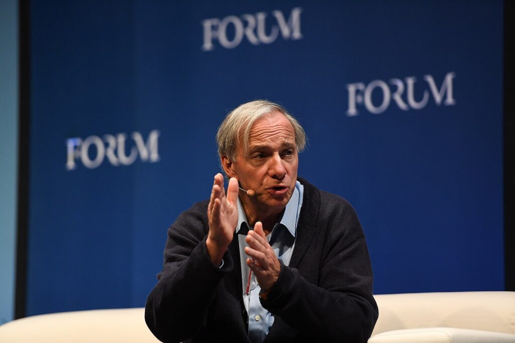 photgraph of Ray Dalio speaking at a forum