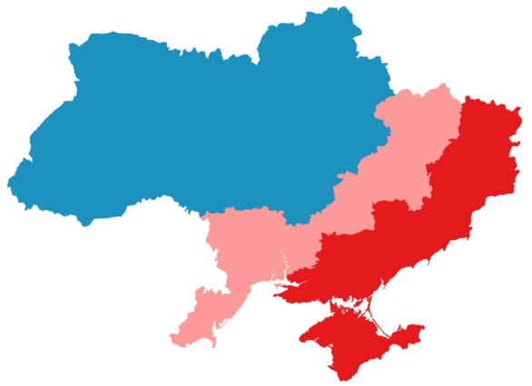 map of Ukraine emphasizing regions