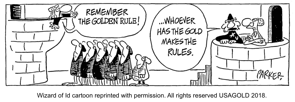 cartoon from the wizard of oz those who own the gold make the rules
