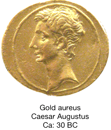 gold aureus of Augustus Caesar 30 BC