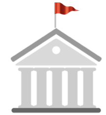 graphic image of a red flag flying over a bank