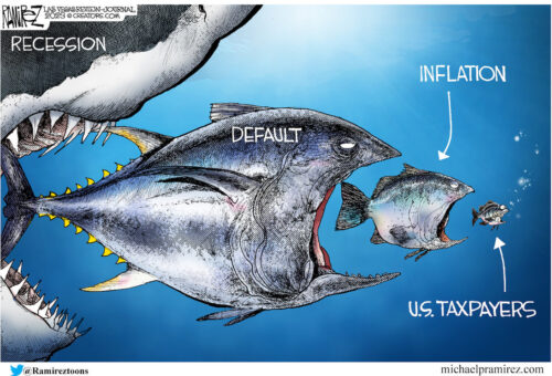 Ramirez cartoon showing the big fish eating the smaller fish