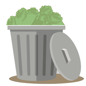 graphic showing cash as trash