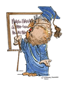 cartoon of Dr. Moneywise pointing to a flip chart