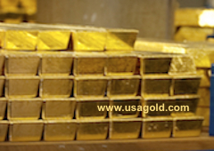 photo of stacks of gold at Bank of England gold room