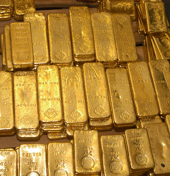 photograph of gold bars at the New York Fed