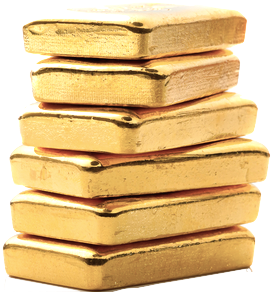 photo of uneven stack of gold bars