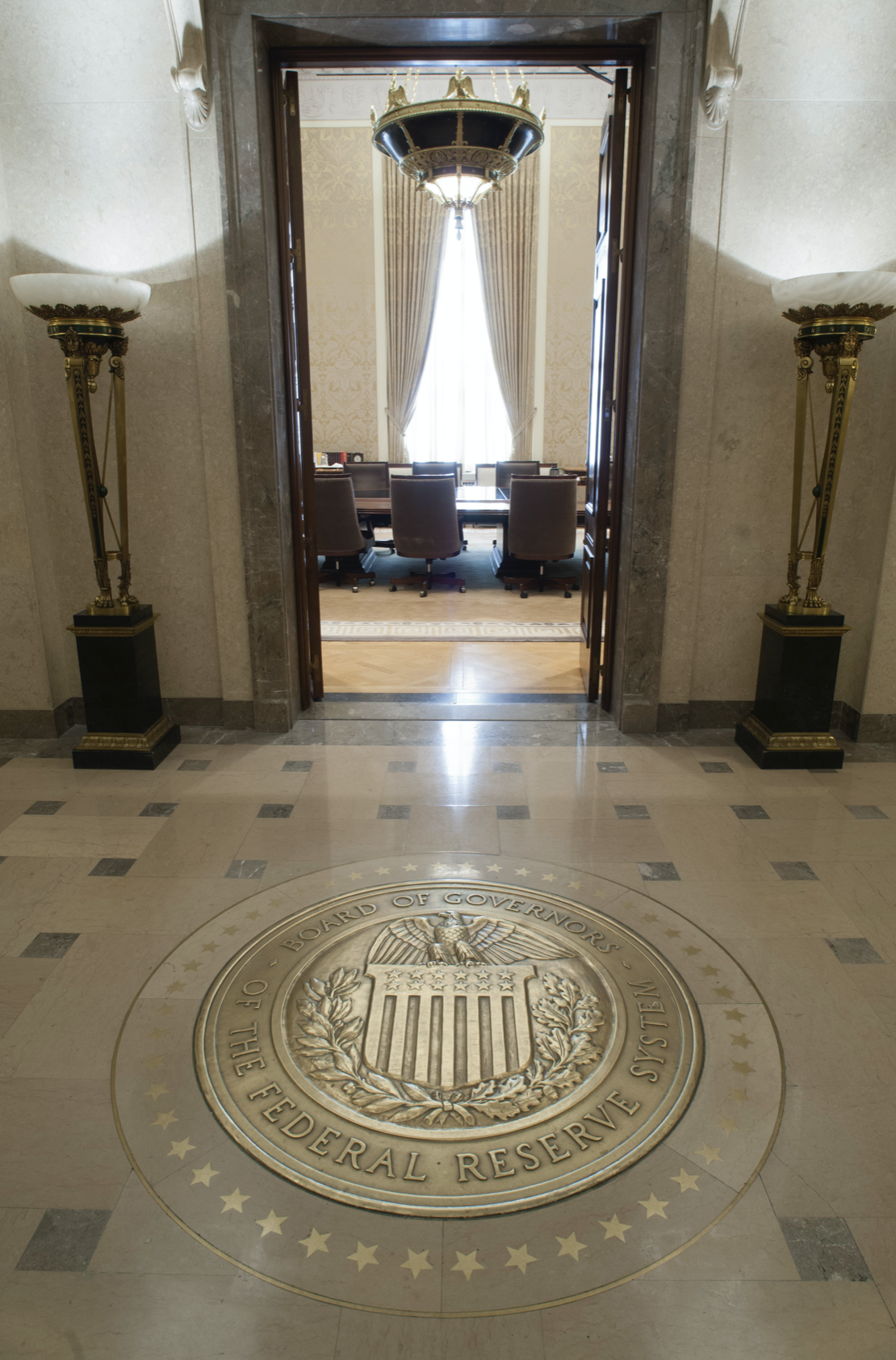 photo of Fed Seal on floor of Marriner Eccles Building Washington DC