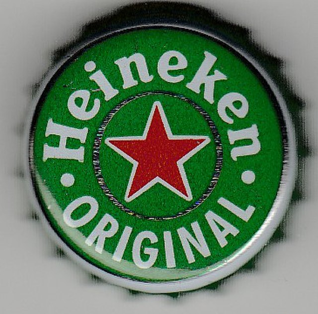 photograph of top of heinekin beer cap